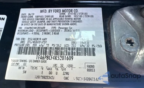 2019 Ford Mustang Gt from USA, damaged, VIN 1FA6P8CF4K5201609